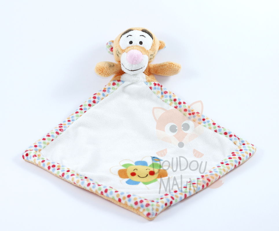 Baby comforter tigger white orange flower bird 